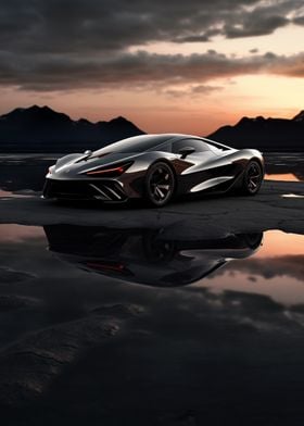 Black Sports Car Sunset