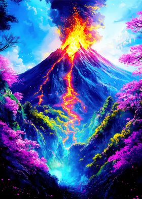 Erupting Volcano Landscape