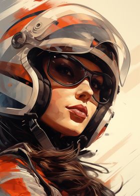 Woman in Motorcycle Helmet