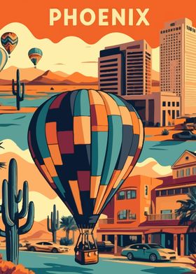 Phoenix Hot Air Balloon Travel Poster