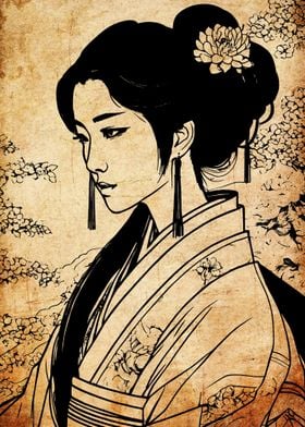 Geisha in Traditional Kimono