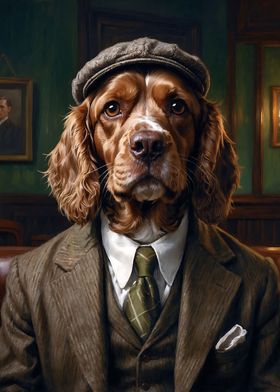 Tan Colored Cocker Spaniel Dog in Suit