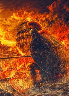 Roman Warrior in Flames