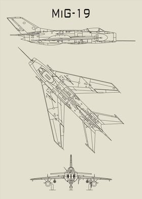 MIG-19 Jet Fighter Blueprint