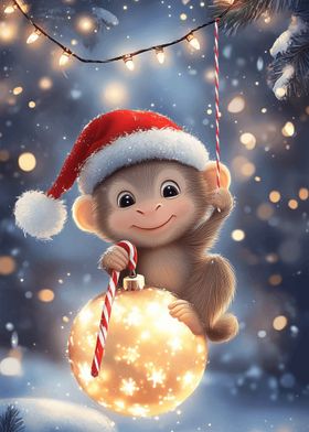 Christmas Monkey Ornament