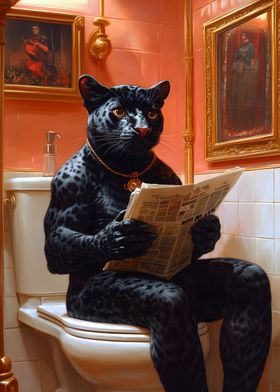 Black Panther on Toilet