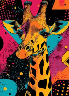 Pop Art Giraffe Poster | Vibrant Animal Wall Art for Bold Interiors | Giraffe Pop Art