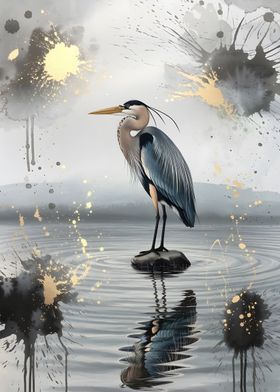 Heron in Watercolour