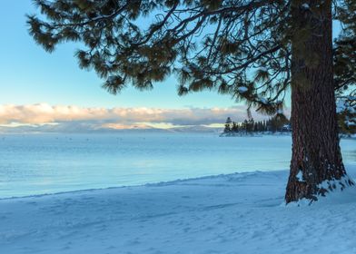 Snowy Lake Tahoe