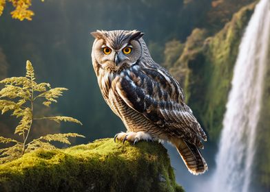 Majestic Owl by Waterfall