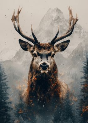 Majestic Deer in Mountains