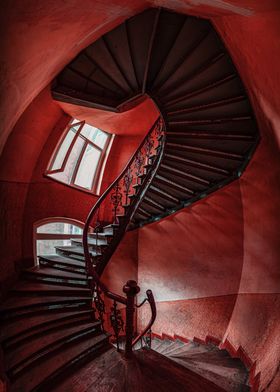 Spiral Staircase in Red Room