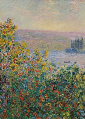 Impressionist River Landscape by Clude Monet (Flowers at Vetheuil)