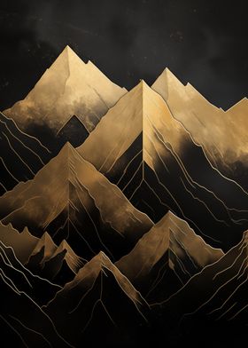 Golden Mountain Range Art