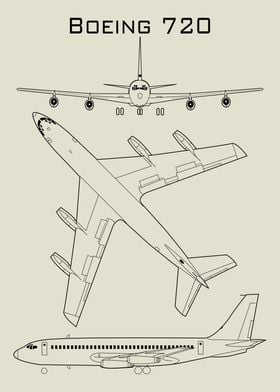 Boeing 720 Airplane Blueprint