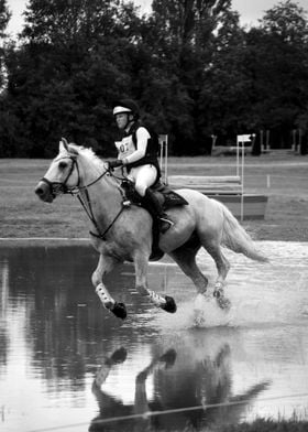 Horse Jumping Water Obstacle