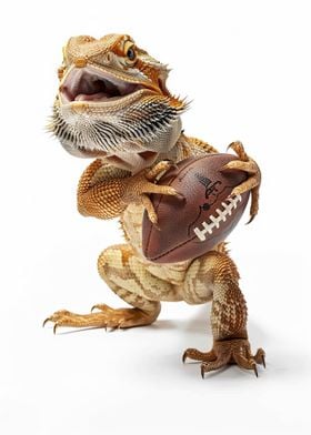 Bearded Dragon Holding Football