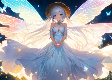 Fairy Girl with Butterfly Wings