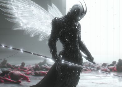 Cyberpunk Angel with Wings