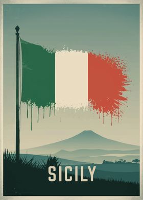 Sicily Italian Flag Poster