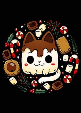 Cute Cat with Christmas Treats