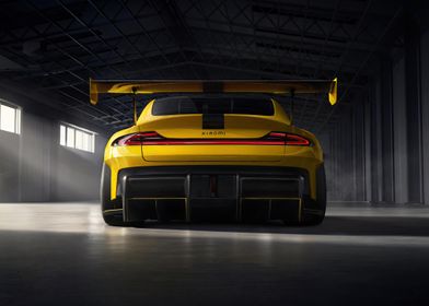 Yellow Race Car Back View