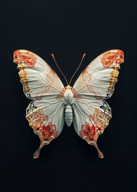 Japanese Floral Butterfly