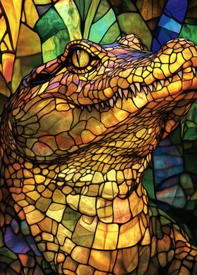 Stained Glass Alligator