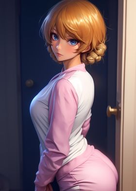 Anime Girl in Pink Pajamas