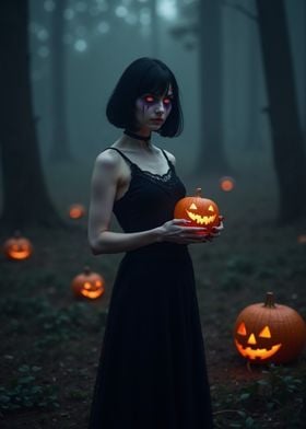 Halloween Witch in Forest