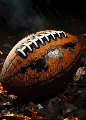 Worn Football on Embers