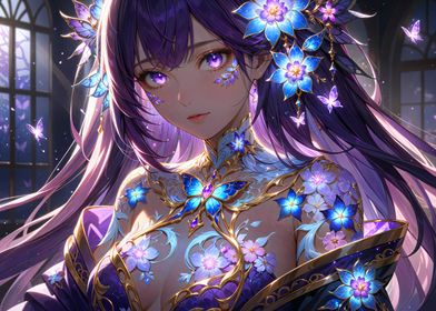 Anime Girl with Floral Adornments