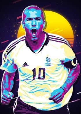 Zidane Retro Football Art