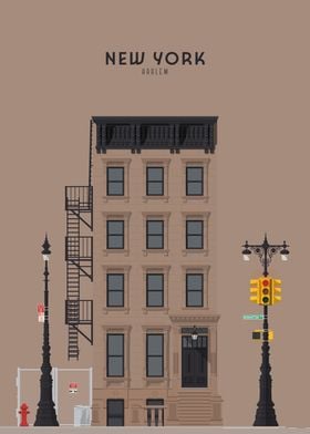 New York Harlem Travel Illustration