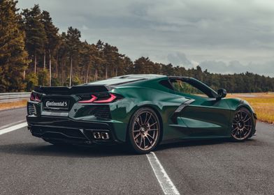 Green Corvette on Track