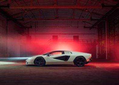 White Lamborghini in Red Light