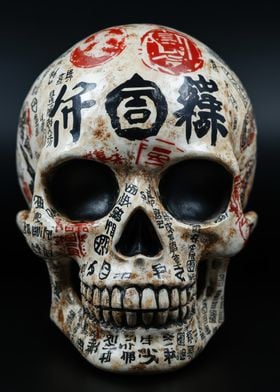 Japanese Kanji Skull Decor