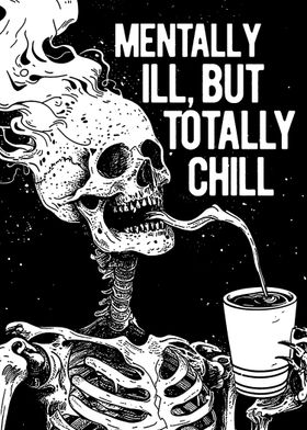 Skeleton Drinking Coffee