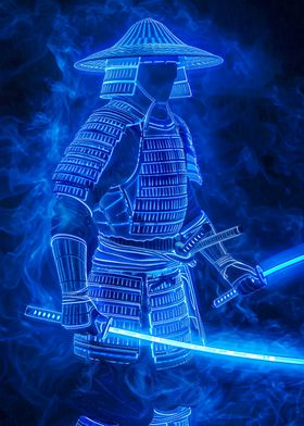 Neon Samurai Warrior