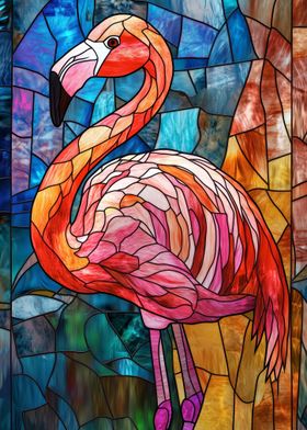 Stained Glass Flamingo