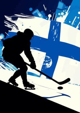 Finnish Hockey Player Silhouette