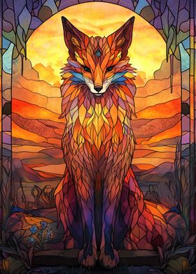 Mystic Kitsune Stained Glass