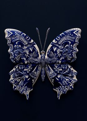 Blue and White Butterfly Decor