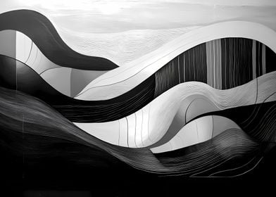 Abstract Black and White Waves