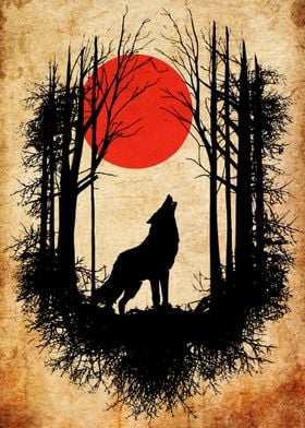 Wolf Howling at the Moon