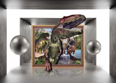 Dinosaur Painting in Frame