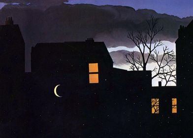 Nighttime Cityscape by rene magritte