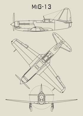 MIG-13 Airplane Blueprint