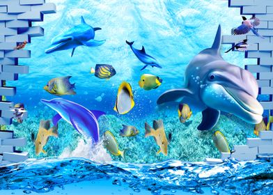 Dolphin Underwater Scene