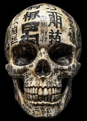 Japanese Skull with Kanji